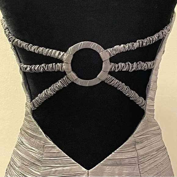 JESSICA MCCLINTOCK NWOT Strapless Vintage Cocktail Dress in Silver Gray - Picture 3 of 7
